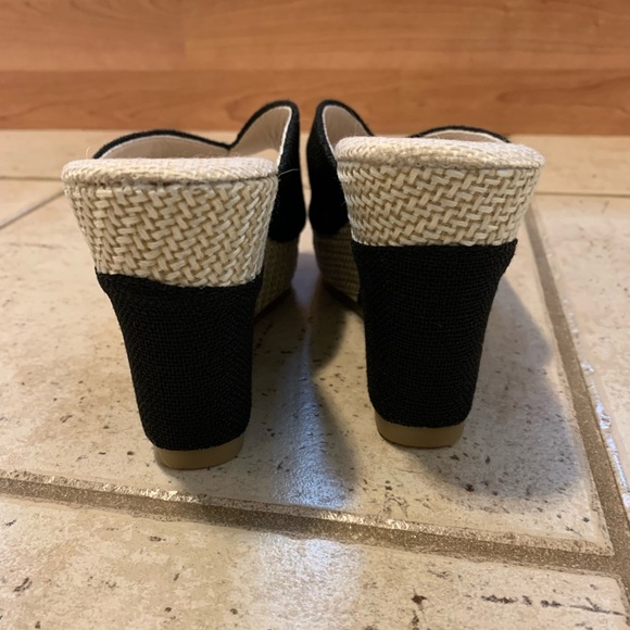 Hong Black Raffia Jute Wedge Espadrille Platform Sandals Size 39 - Picture 4 of 9